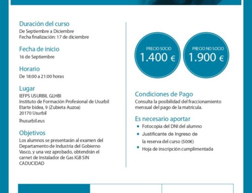 Curso para la obtención del carnet de gas -Categoria IGB- (16/09/2024)