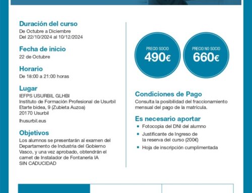 Curso para la obtención del carnet de fontanería (22/10/2024)